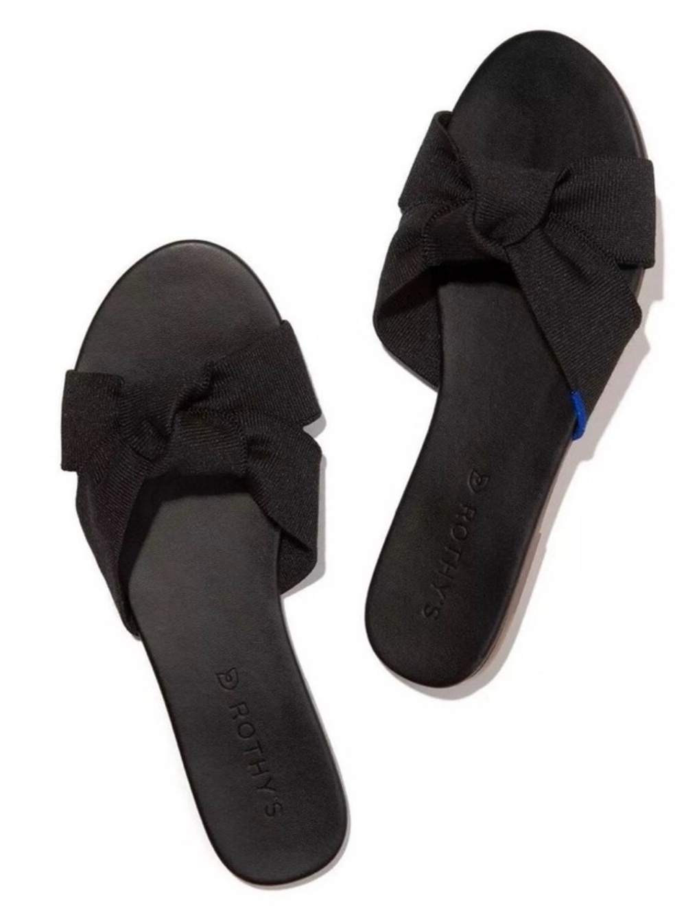 Rothy's Black Knit Bow Slide Sandals - Women's
